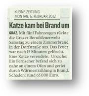 Brand durch Wrmestrahlung - Februar 2012